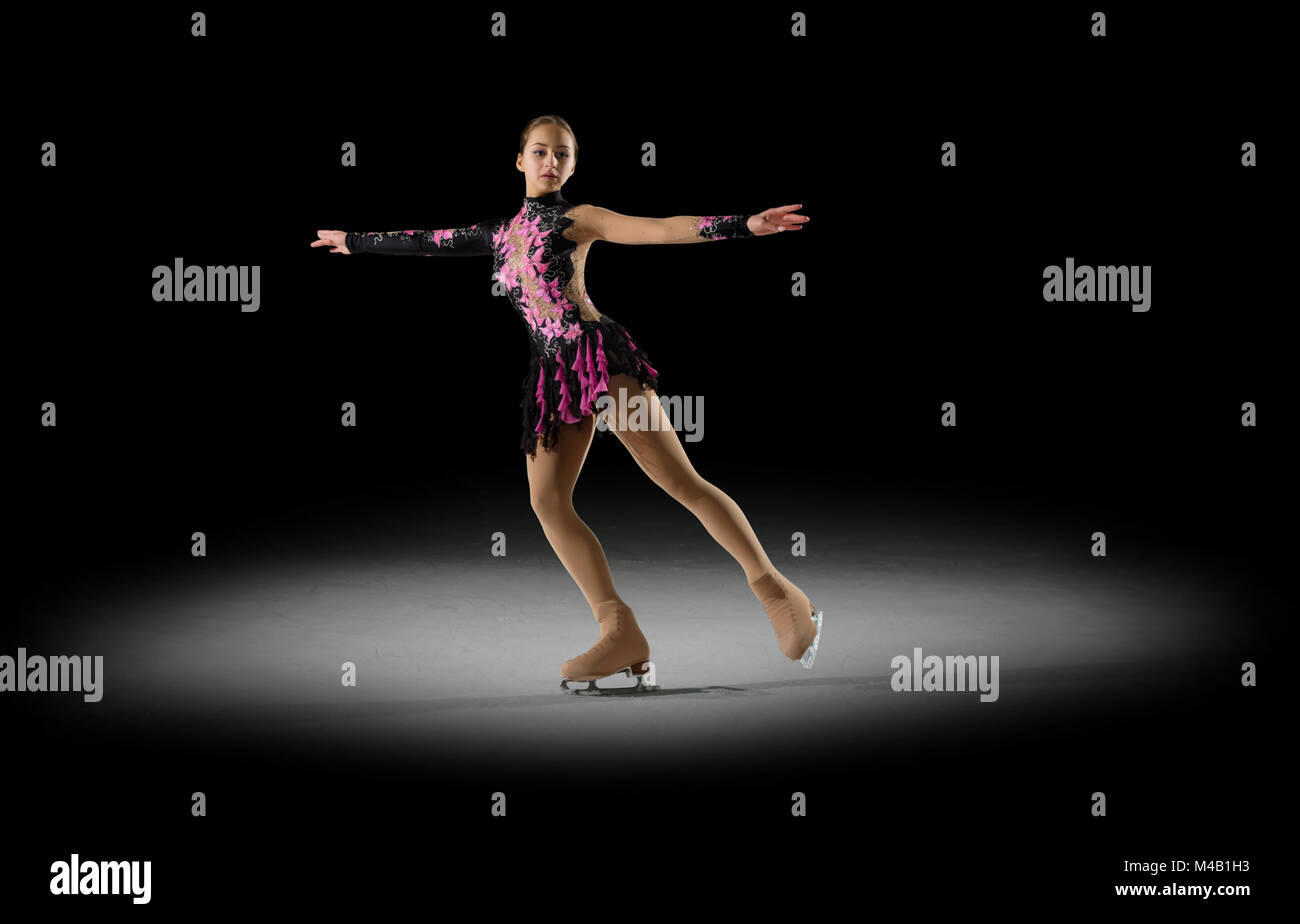 Ragazza giovane figura skater (half-isolato versione) Foto Stock