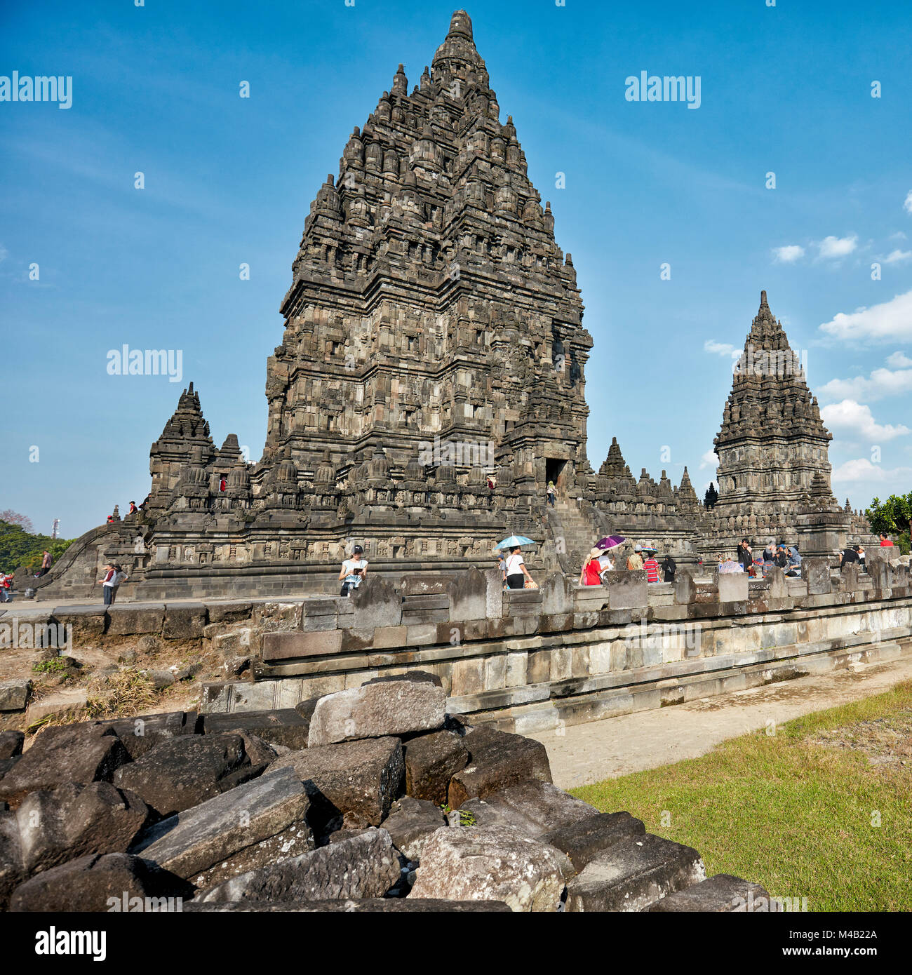 Prambanan tempio indù composto. La regione speciale di Yogyakarta, Java, Indonesia. Foto Stock