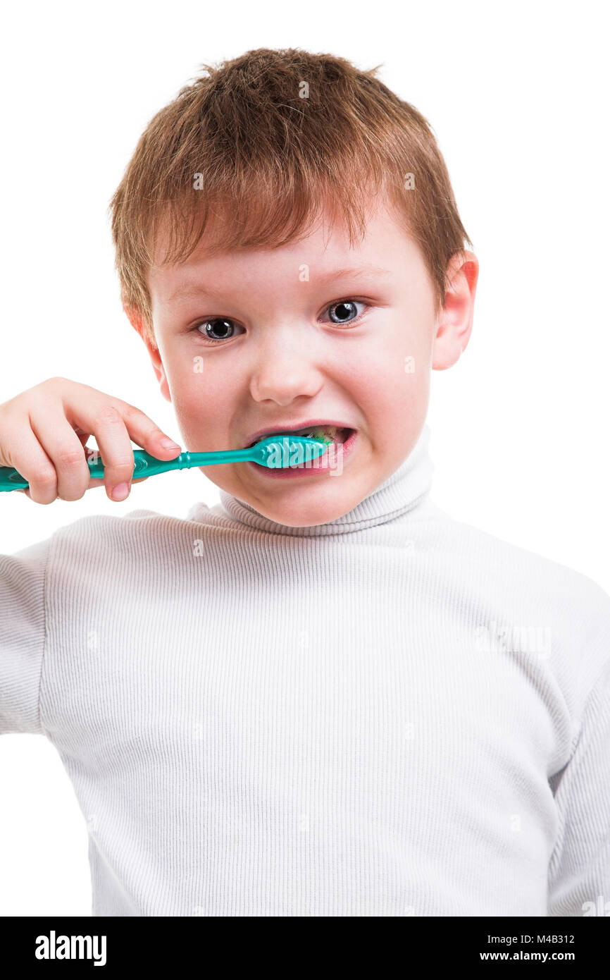 Ragazzo senza baby denti con spazzolino da denti Foto Stock