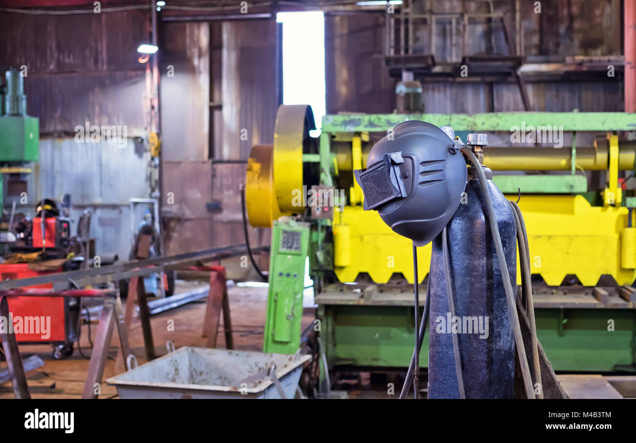 Officina per la produzione di strutture metalliche Foto Stock