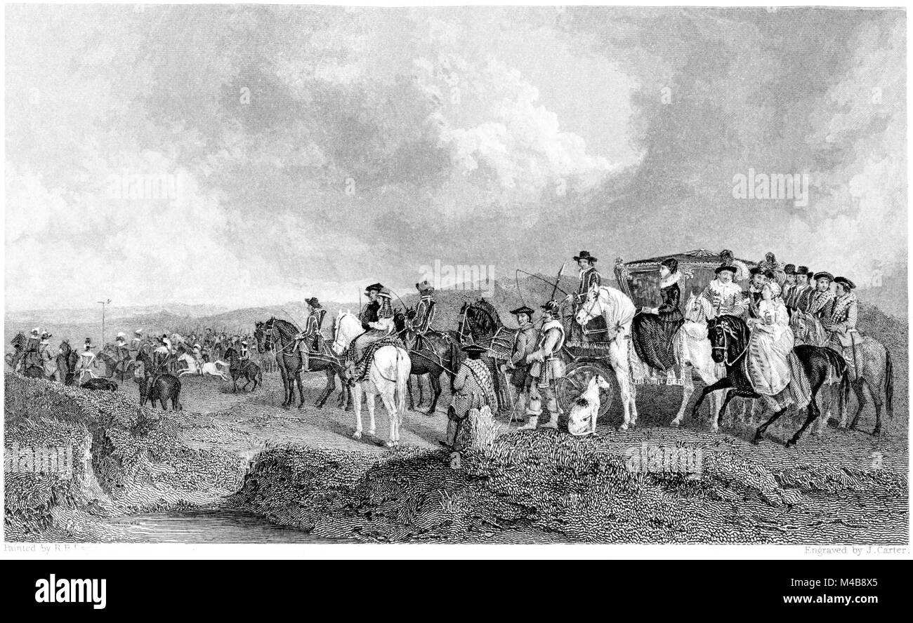 Una incisione del Festival di Popinjay a Kilwinning, Scozia scansionati ad alta risoluzione da un libro stampato nel 1833. Ritiene copyright free. Foto Stock
