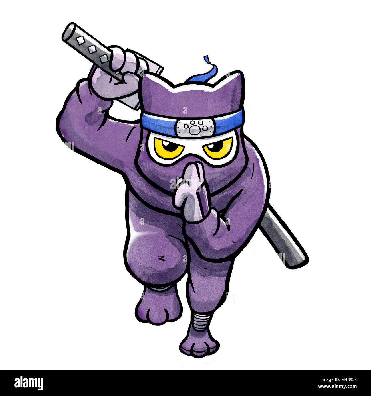 Ninja gatto in esecuzione (isolato) Foto Stock