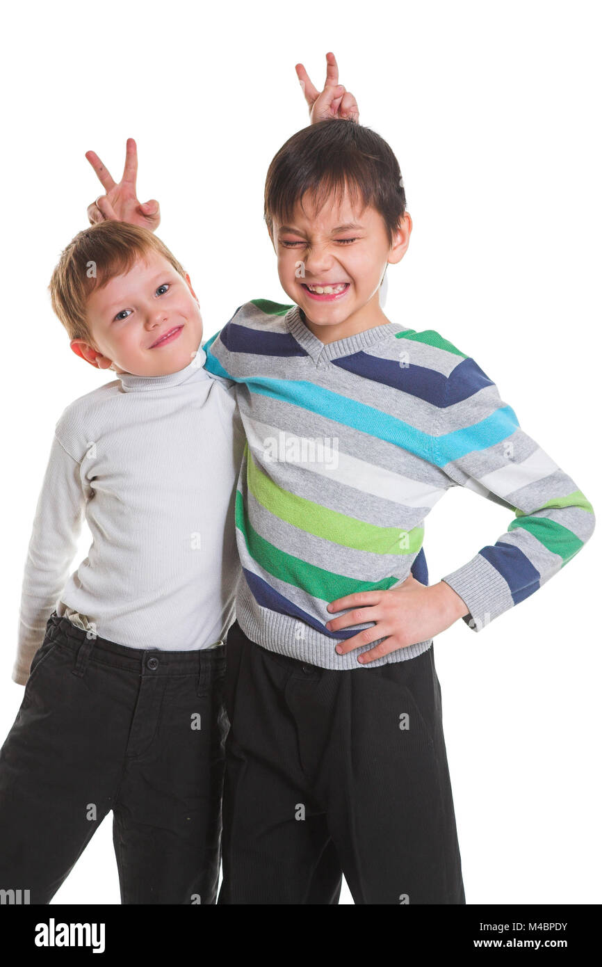 Due ragazzi felici Foto Stock