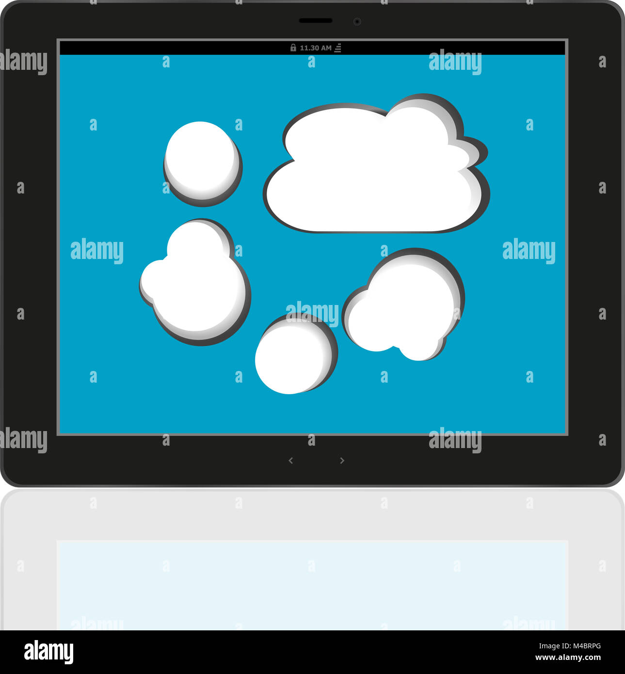 Il cloud computing il collegamento sul digitale tablet pc. Immagine concettuale Foto Stock