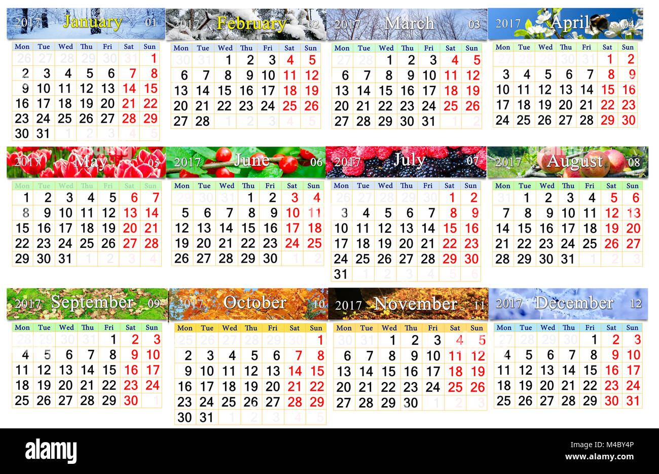 Calendario Per Il 2017 In Inglese Con Dodici Foto Della Natura Foto Stock Alamy natura calendario