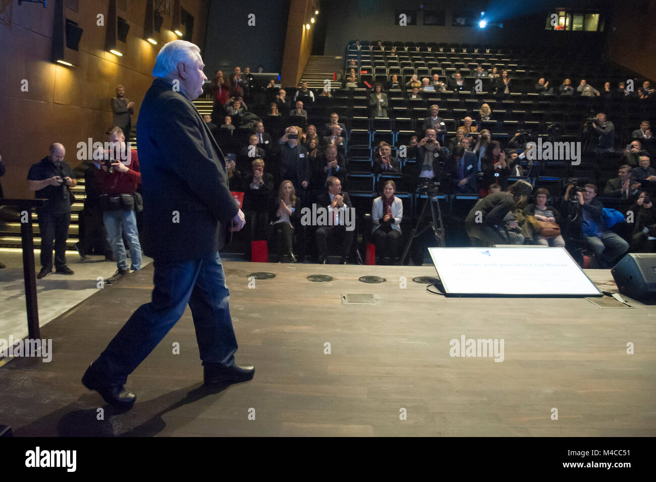 Gdansk, Polonia. 15 Feb, 2018. Lech Walesa durante il Free Media Europei 2018 conferenza di solidarietà europea centro ECS a Danzica, Polonia. Il 15 febbraio 2018 © Wojciech Strozyk / Alamy Live News Foto Stock