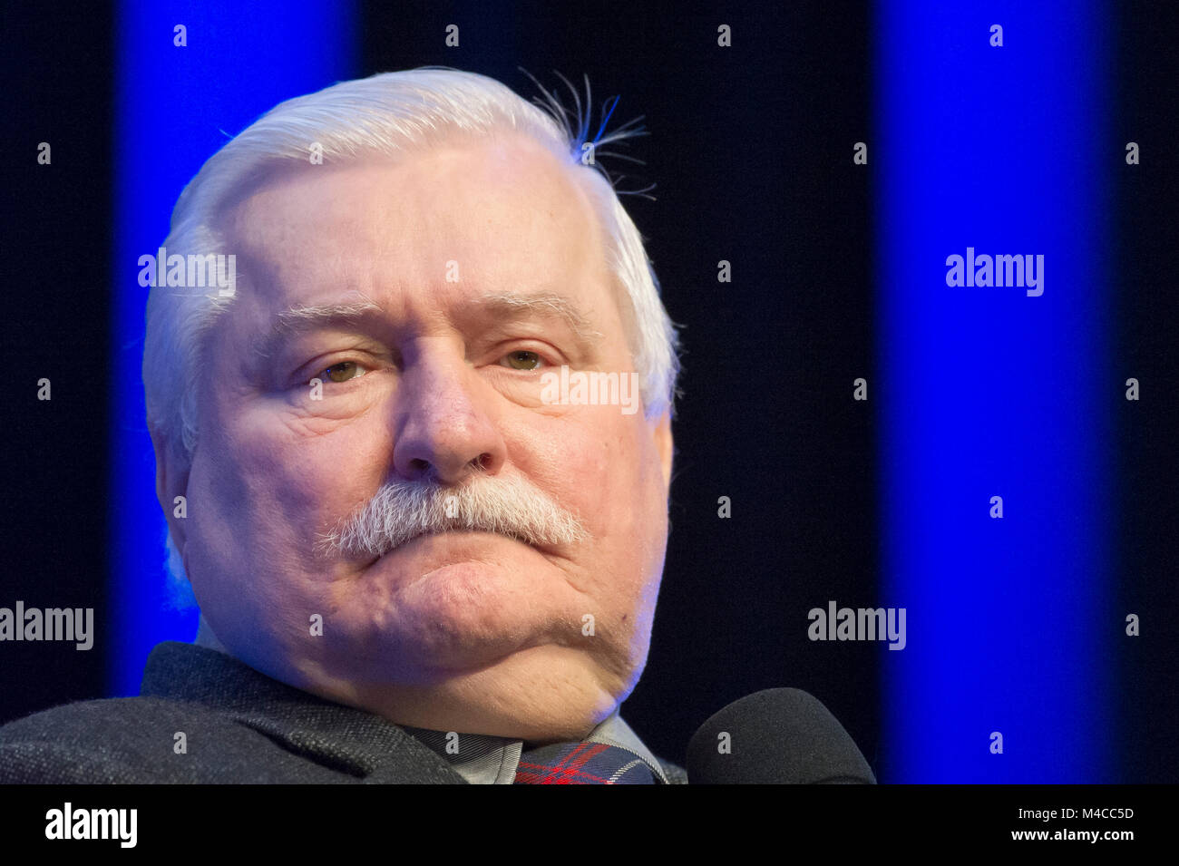 Gdansk, Polonia. 15 Feb, 2018. Lech Walesa durante il Free Media Europei 2018 conferenza di solidarietà europea centro ECS a Danzica, Polonia. Il 15 febbraio 2018 © Wojciech Strozyk / Alamy Live News Foto Stock
