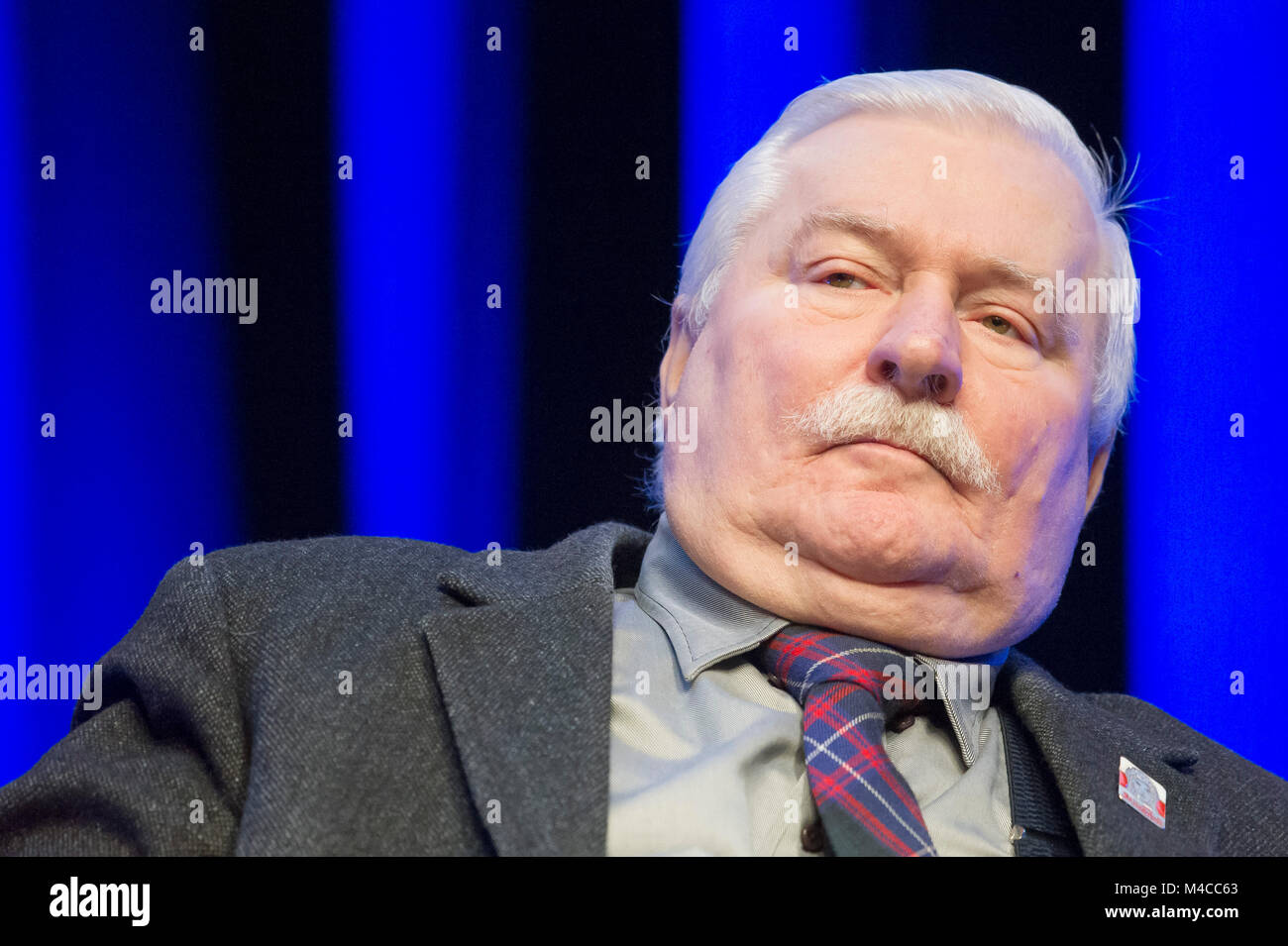 Gdansk, Polonia. 15 Feb, 2018. Lech Walesa durante il Free Media Europei 2018 conferenza di solidarietà europea centro ECS a Danzica, Polonia. Il 15 febbraio 2018 © Wojciech Strozyk / Alamy Live News Foto Stock