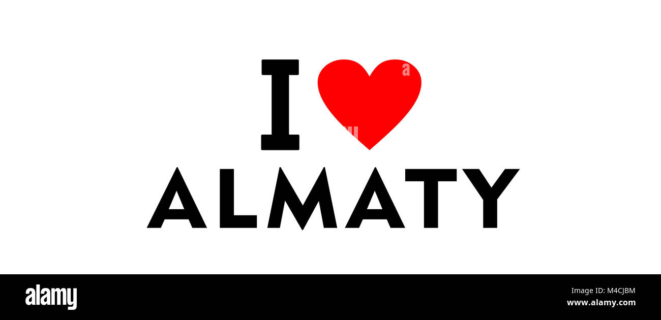 Io amo la città di Almaty Kazakhstan paese simbolo del cuore Foto Stock