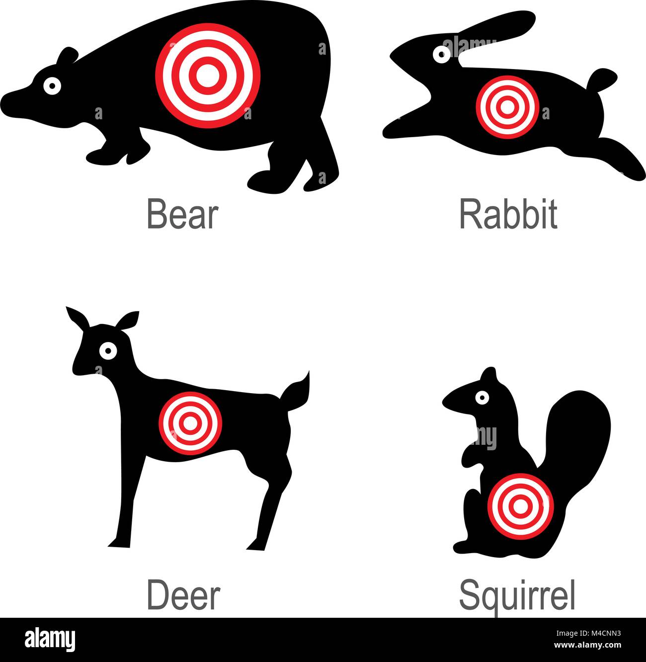Una immagine di una serie di animale cacciato gli obiettivi. Illustrazione Vettoriale