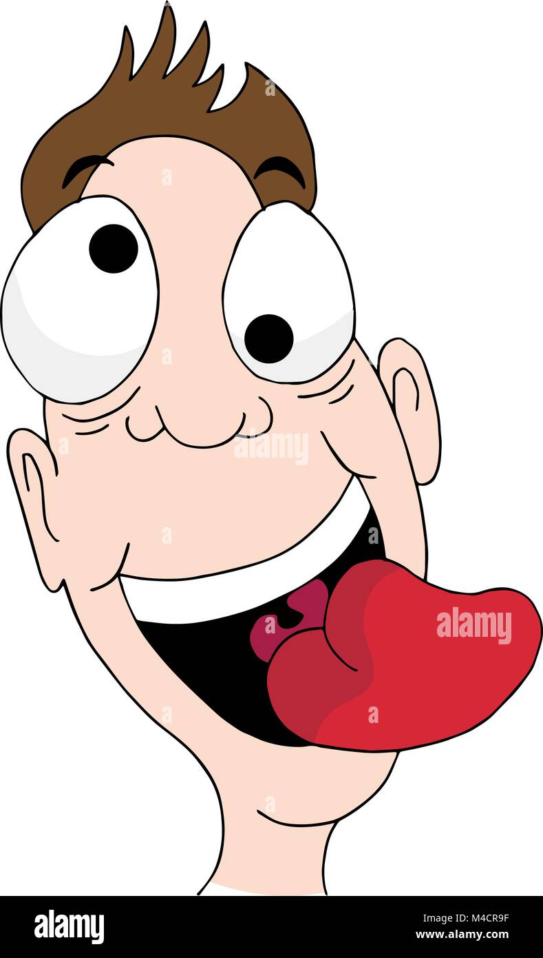 Un'immagine di un uomo che fa una faccia buffa. Illustrazione Vettoriale