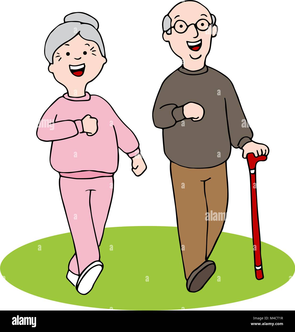Un'immagine di due anziani a piedi. Illustrazione Vettoriale