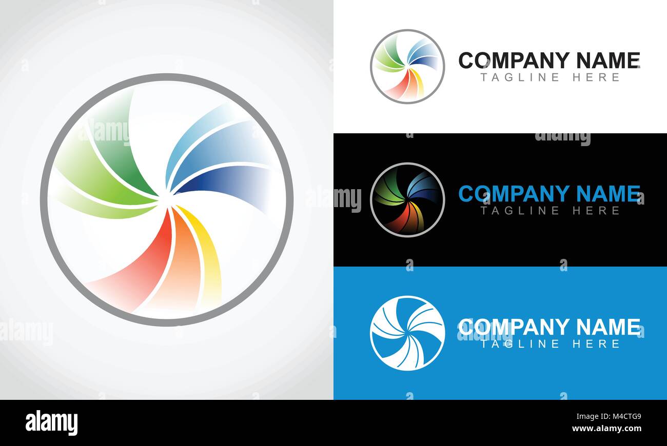 Colorate lenti astratto Logo Design vettore modello grafico Illustrazione Vettoriale