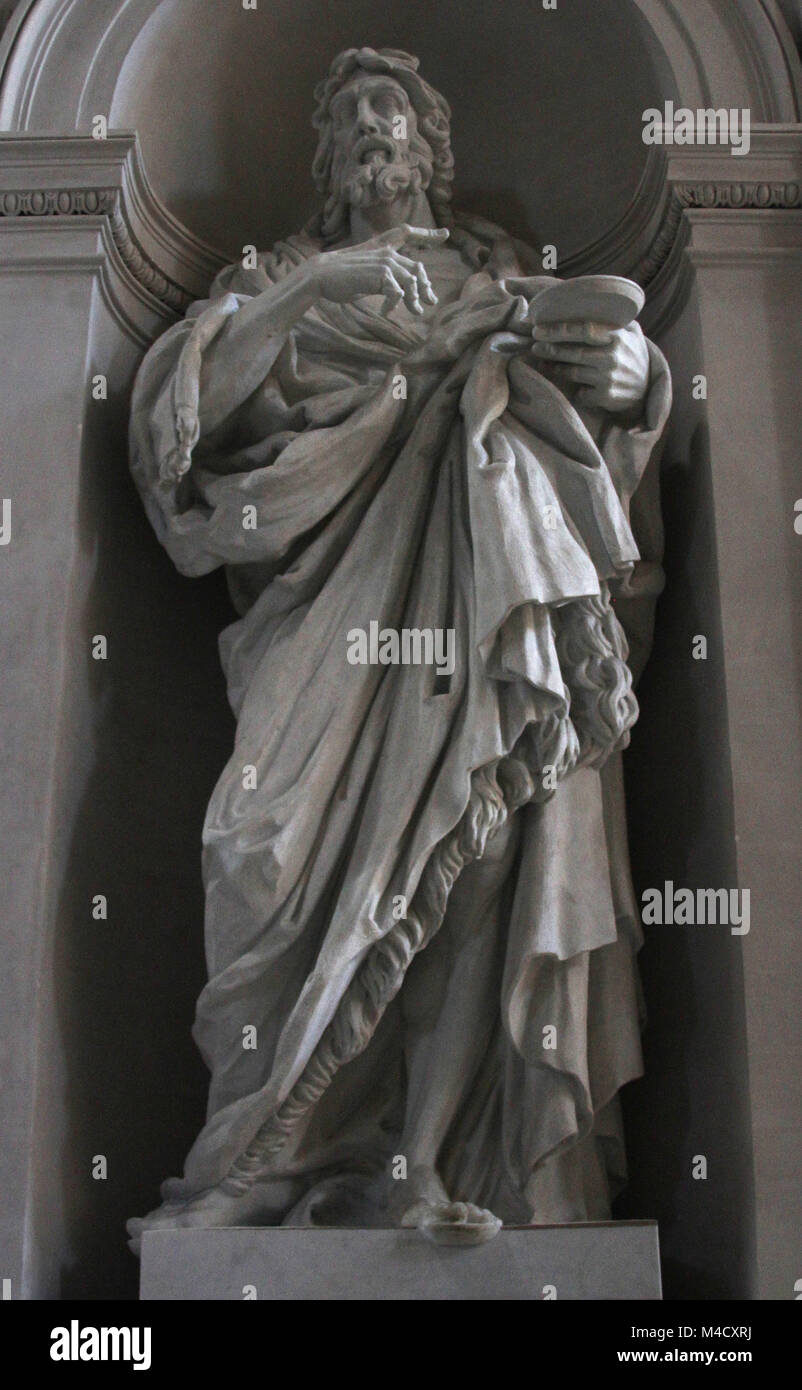Statua in marmo di San Giovanni Battista di 2009 da Giuseppe Ducrot nella Basilica di Santa Maria degli Angeli e dei Martiri Chiesa, Roma, Italia. Foto Stock