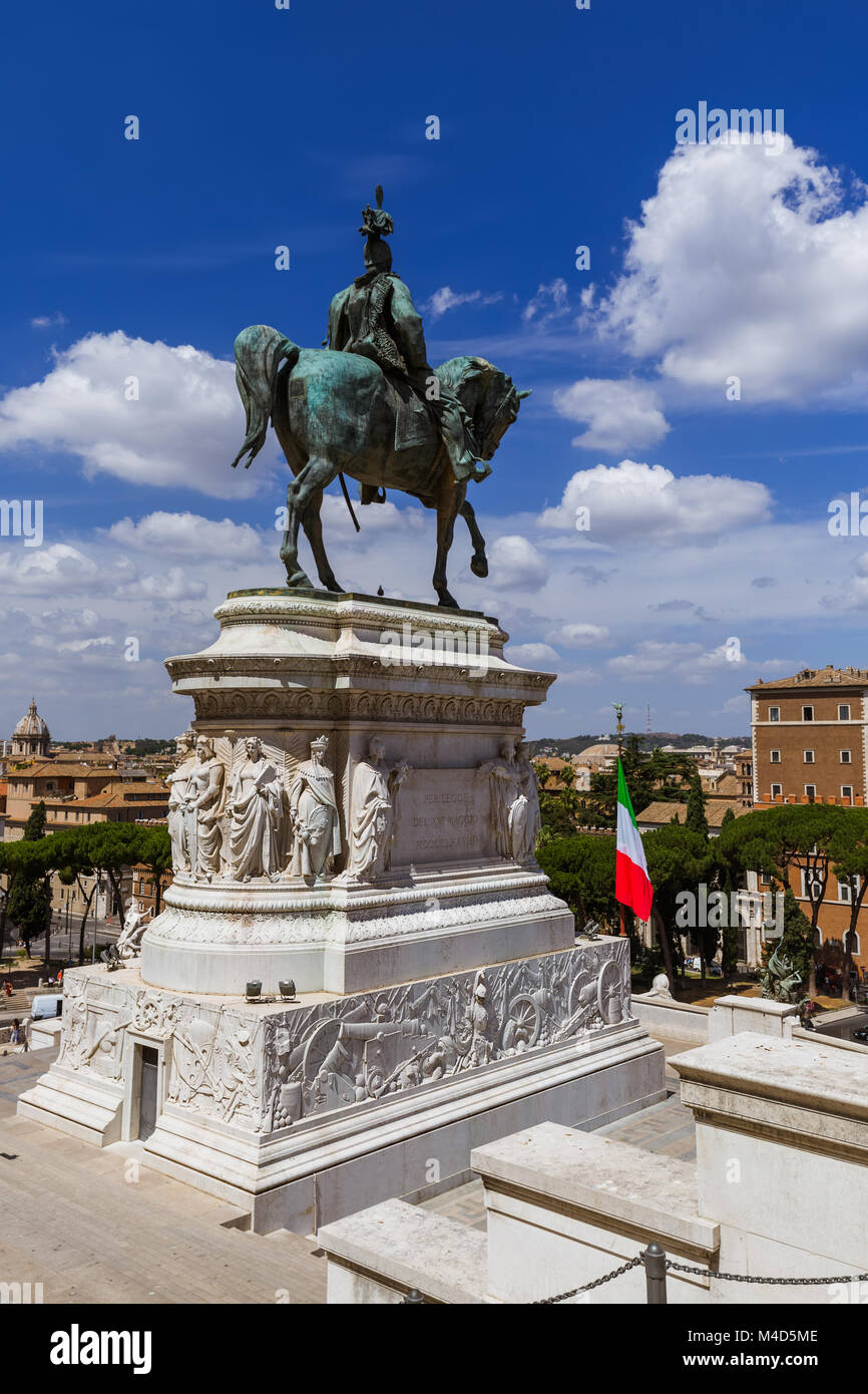 Un monumento di Vittorio Emanuele II a Roma Italia Foto Stock