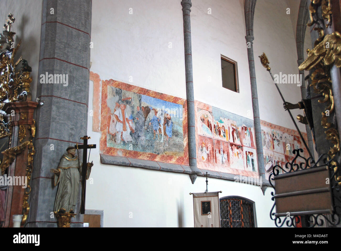 Affreschi della chiesa parrocchiale di San Wolfgang Foto Stock