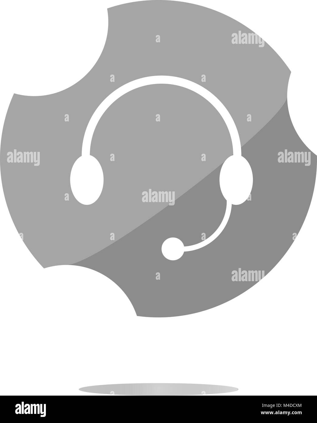 Icona delle cuffie sul round pulsante internet illustrazione originale Foto Stock