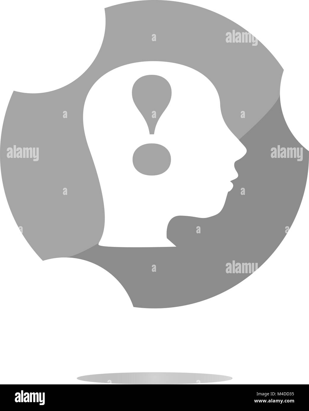 Testa umana con icona a forma di punto esclamativo e il pulsante WEB Foto Stock