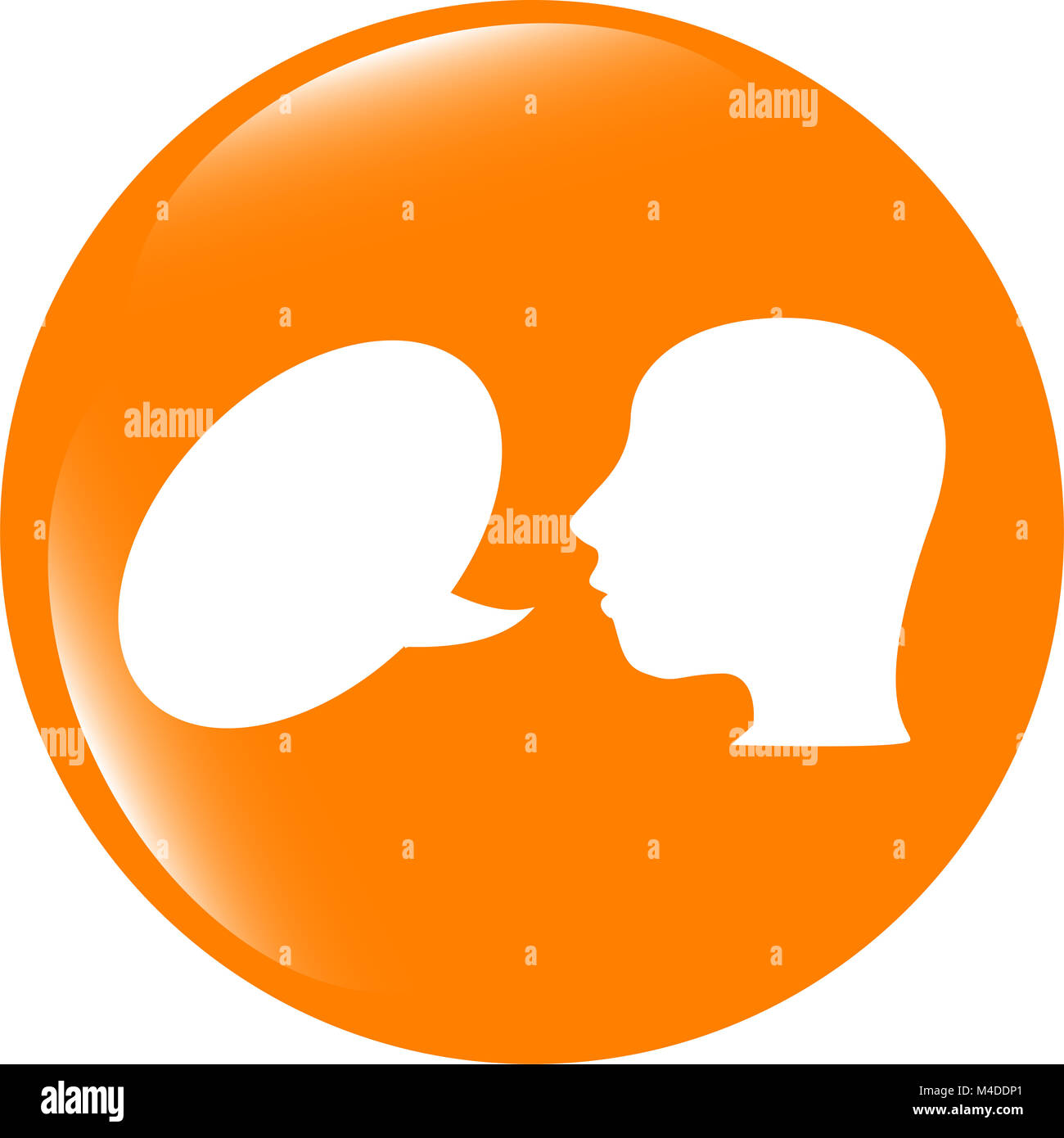 Profilo umano con discorso bolla icona. Isolato su bianco Foto Stock