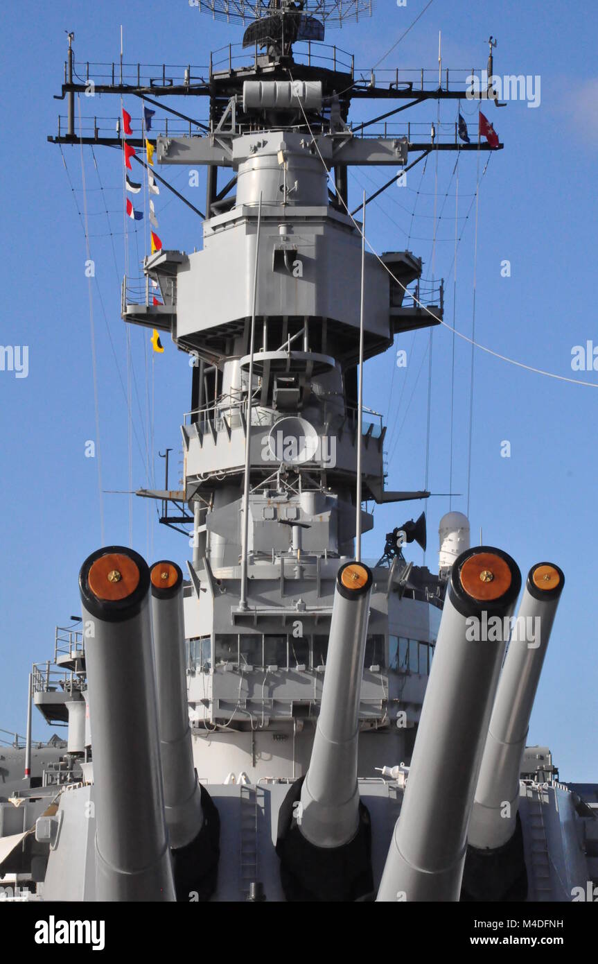 La USS Missouri corazzata a Pearl Harbor nelle Hawaii Foto Stock