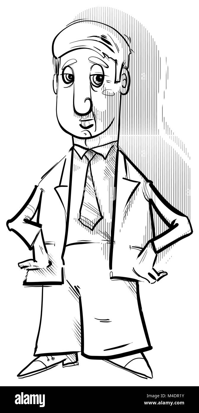 Bianco e nero imprenditore disegno Foto Stock