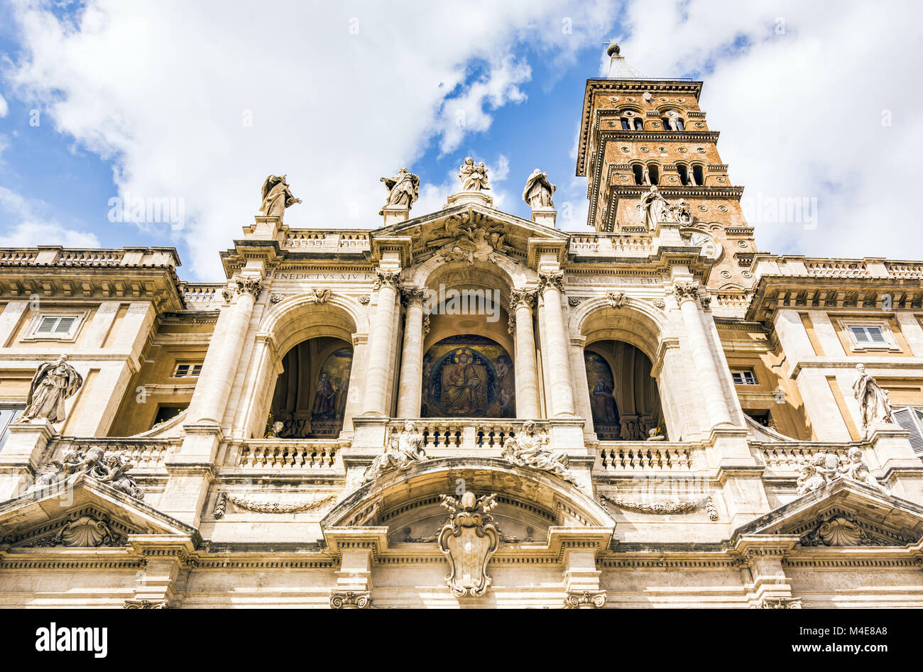 La facciata della Basilica Papale di Santa Maria Maggiore Foto Stock