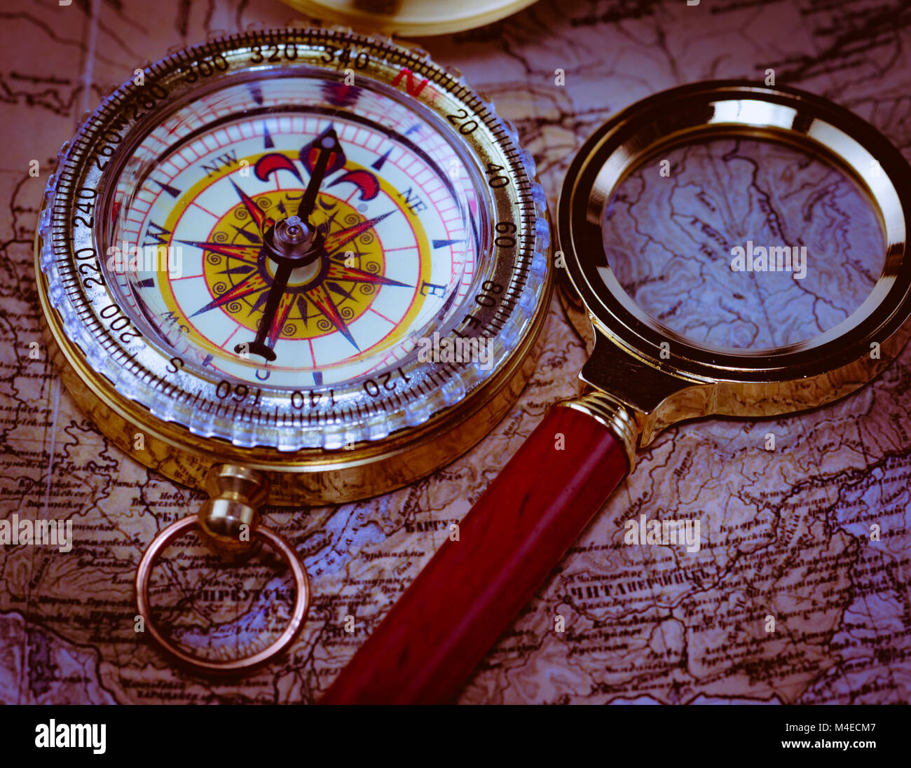 Bussola scheda di ingrandimento Foto Stock