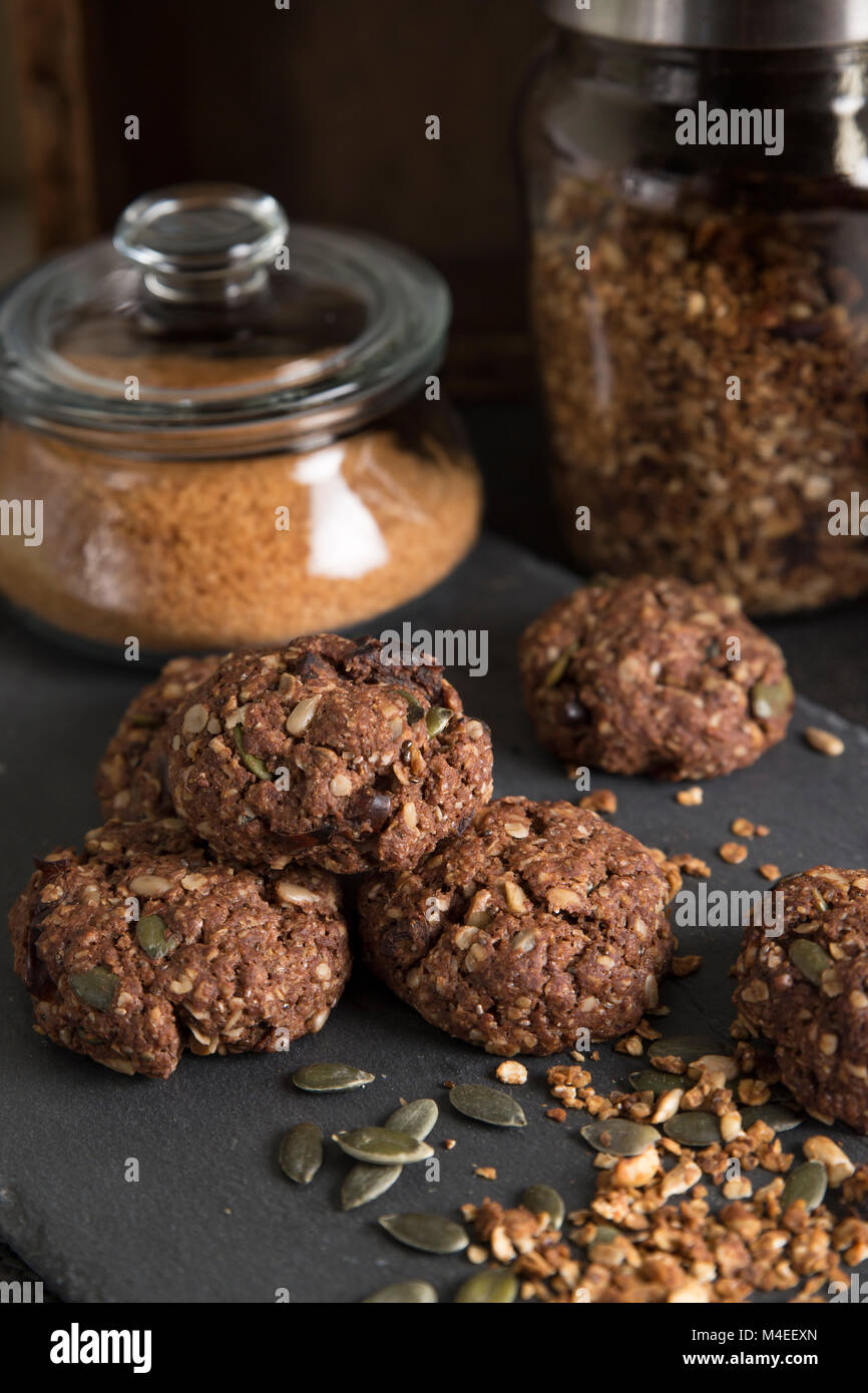 L'avena e i semi di zucca i cookie Foto Stock