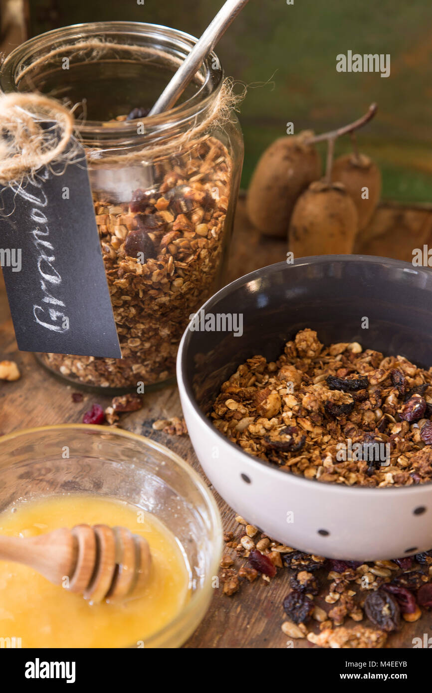 Muesli con miele Foto Stock