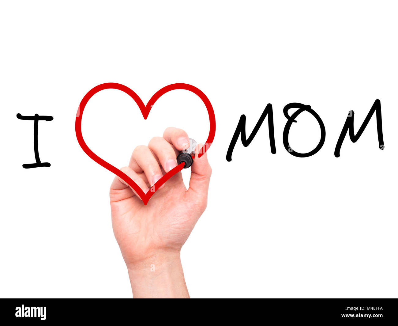 Man mano che scrive I Love Mom su schermo visivo Foto Stock