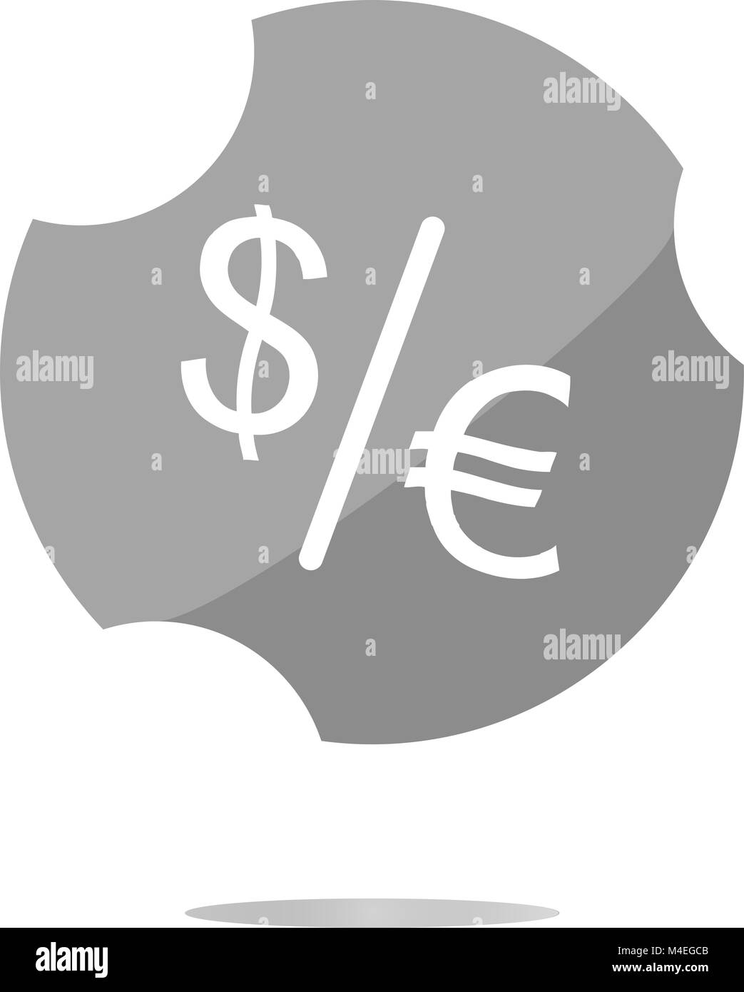 Dollaro ed Euro segni sul pulsante web isolato su bianco Foto Stock