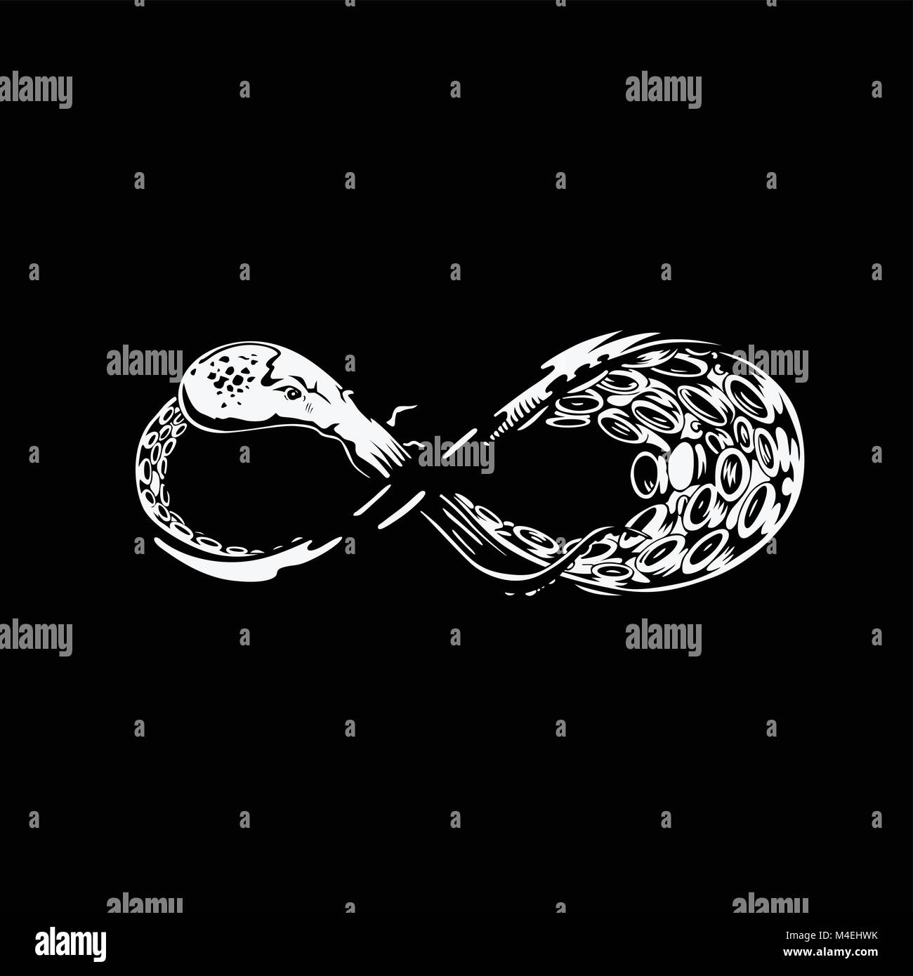 Pixel art design del logo infinity illustrazione vettoriale. Illustrazione Vettoriale