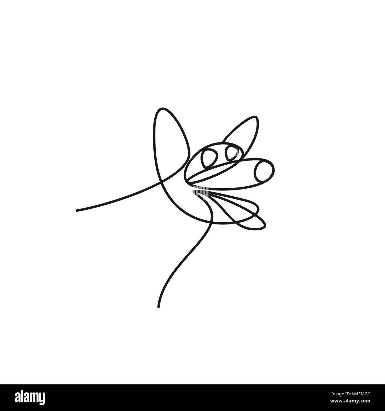 Rappresentazione in linea continua di ritratto di cane illustrazione vettoriale. Illustrazione Vettoriale