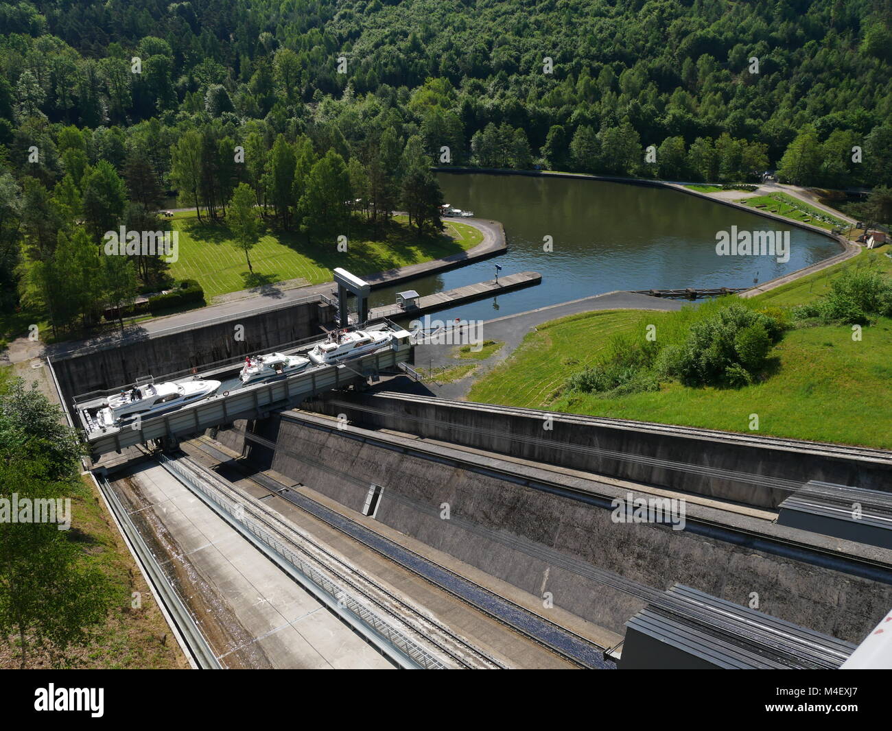 Nave Canal sollevare in Arzviller,l'Alsazia, Francia Foto Stock