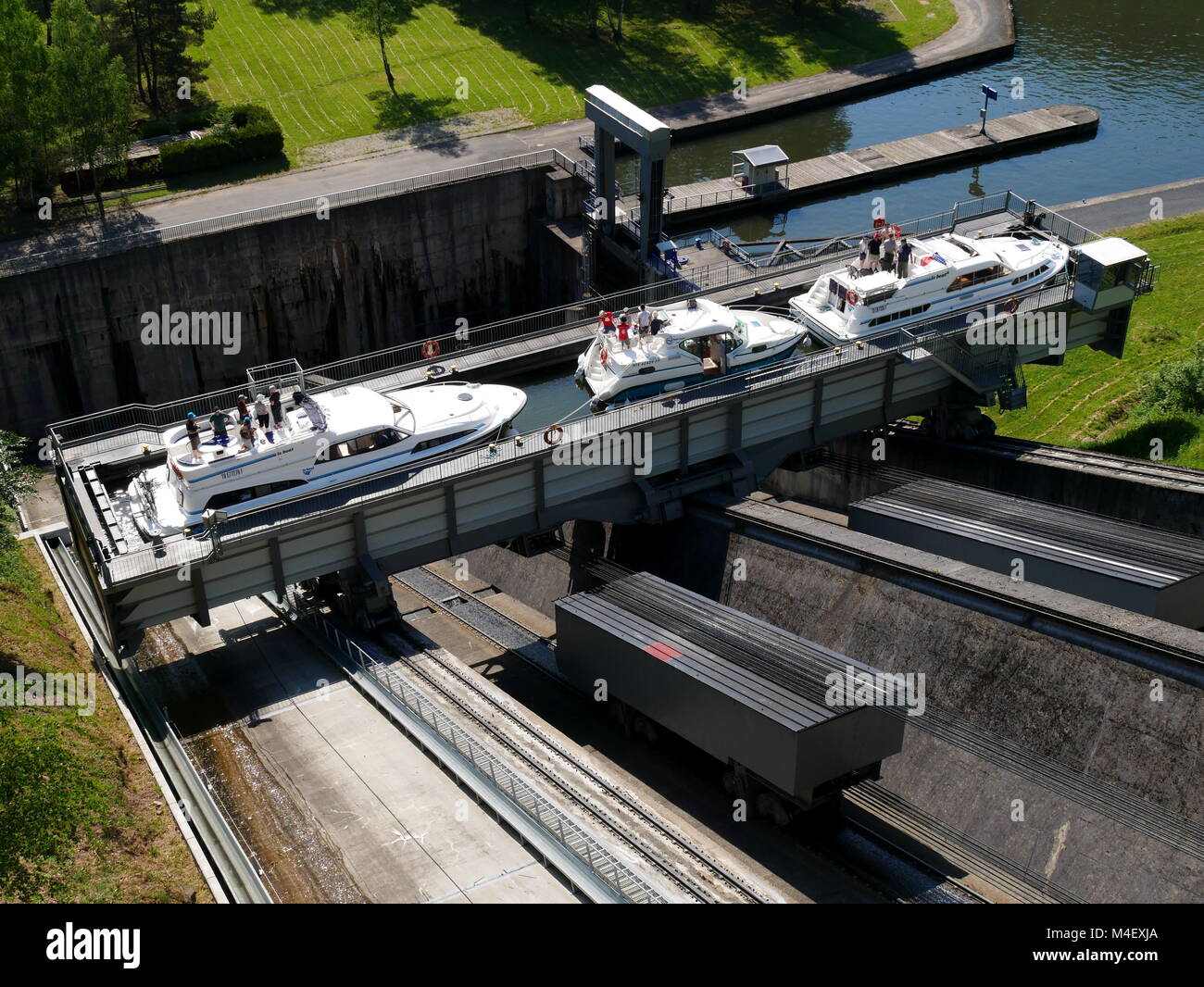 Nave Canal sollevare in Arzviller,l'Alsazia, Francia Foto Stock
