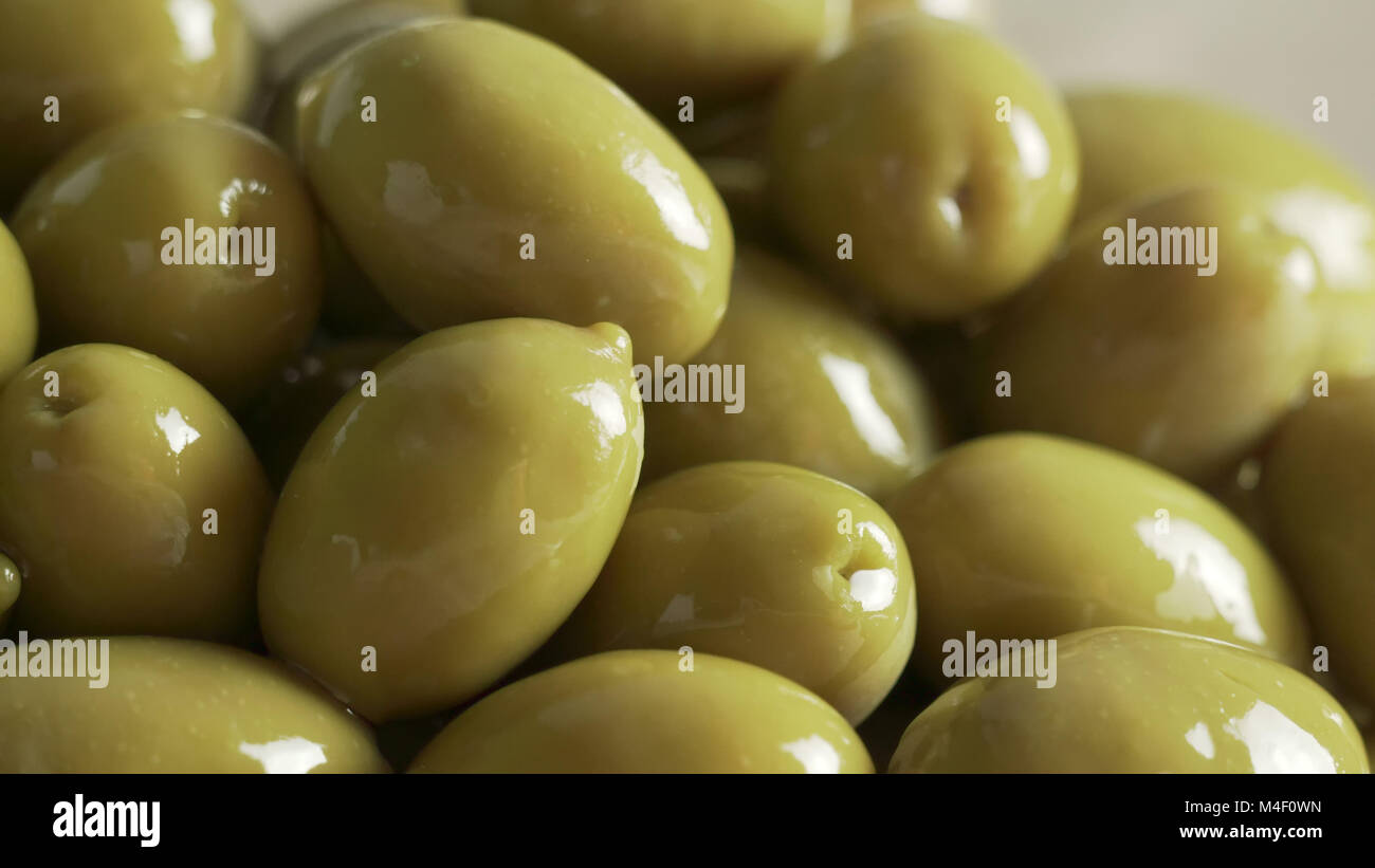 Grandi shiny olive verdi sfondo macro Foto Stock