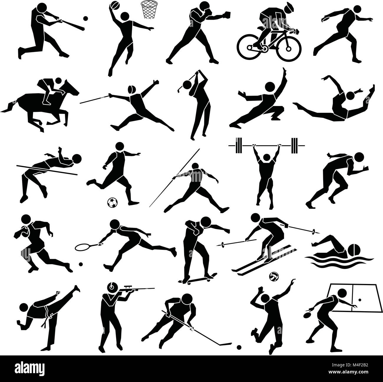 Bella silhouette sport icon set in sfondo bianco, set di vettore Illustrazione Vettoriale