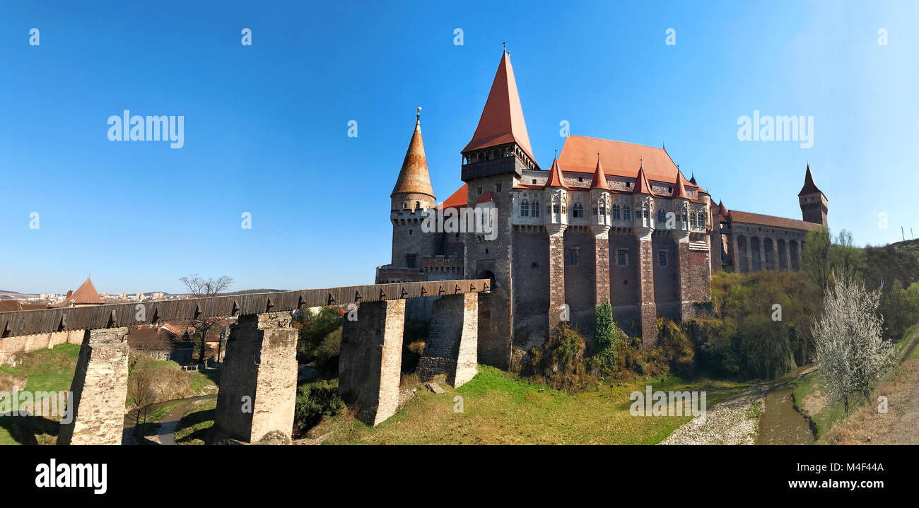 Il castello di Hunedoara landmark Foto Stock