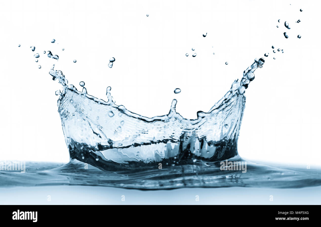 Acqua Splash isolati su sfondo bianco. Foto Stock