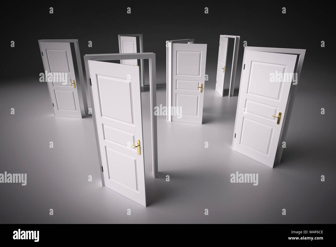Tanti modi per scegliere, porte aperte. Il processo decisionale Foto Stock