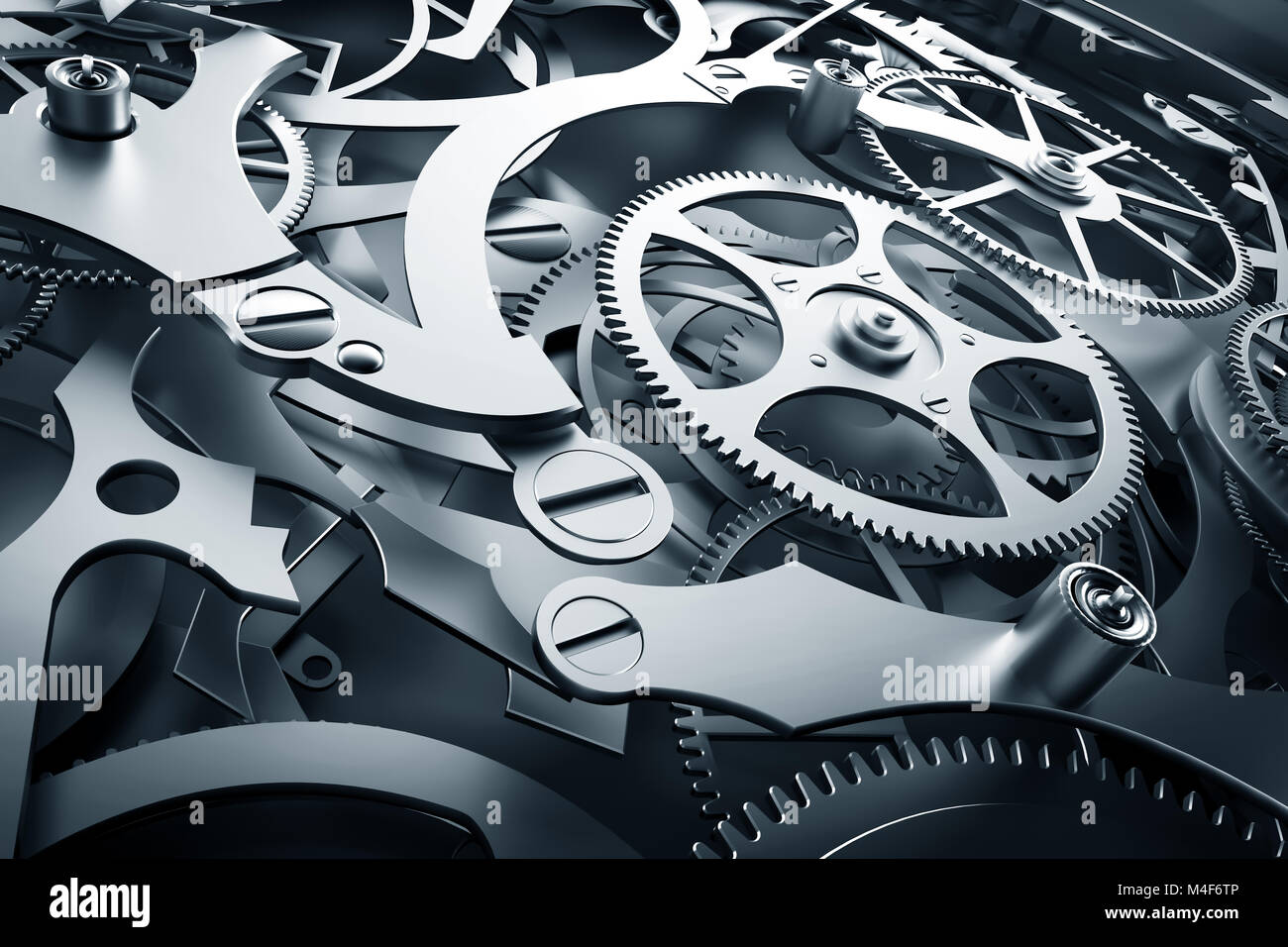 Meccanismo interno, la precisione di un orologio con gli ingranaggi di lavoro. Foto Stock