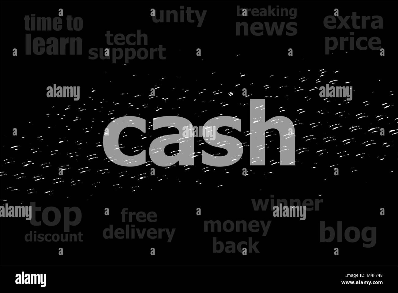 Il testo in contanti. Il concetto di business . In bianco e nero di sfondo astratto Foto Stock