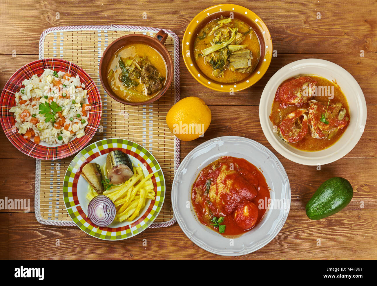 Nigeria Cucina Tradizionale Piatti Assortiti Vista Dall Alto Foto Stock Alamy