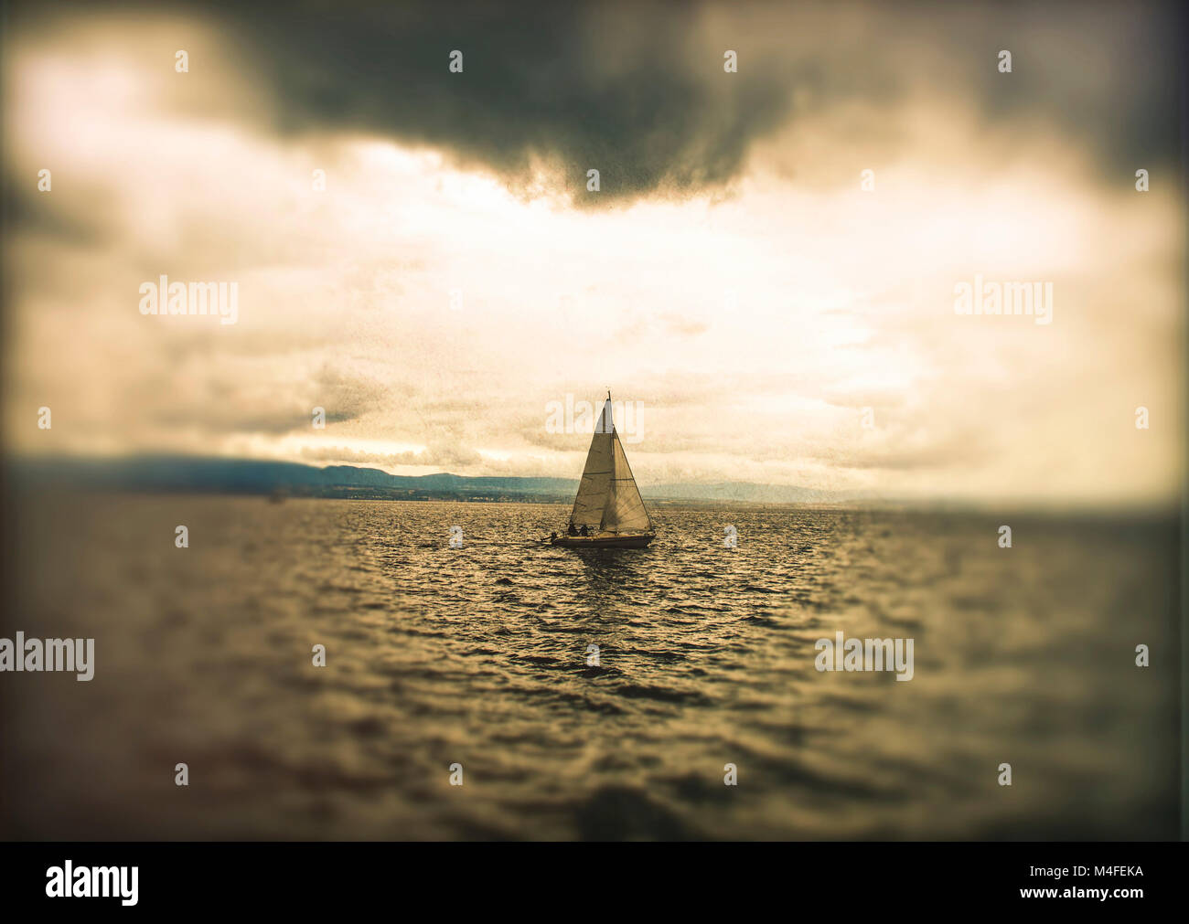 Barca sul Lago di Ginevra. Svizzera Foto Stock