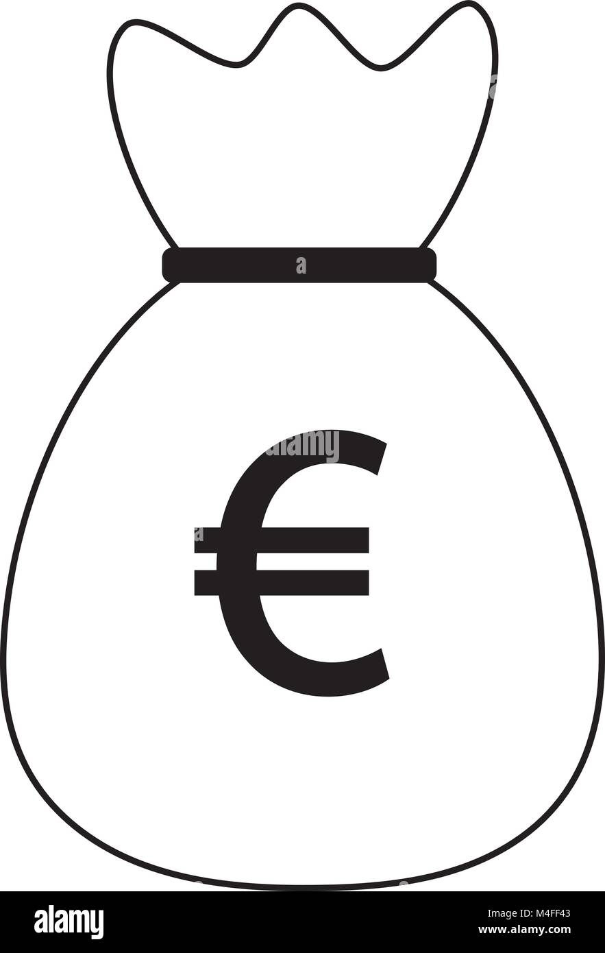 Valuta Euro icona o vettore logo su un sacco di denaro. Simbolo di Unione europea banca, bancario o in Europa Eurozona finanze. Illustrazione Vettoriale