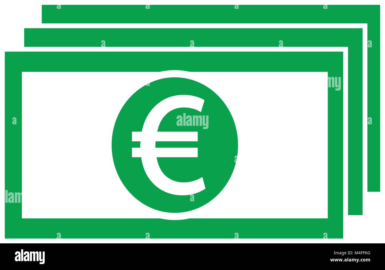 Valuta Euro icona o vettore logo su una banca nota o fattura. Simbolo di Unione europea di istituti bancari o Europa Eurozona finanze. Illustrazione Vettoriale