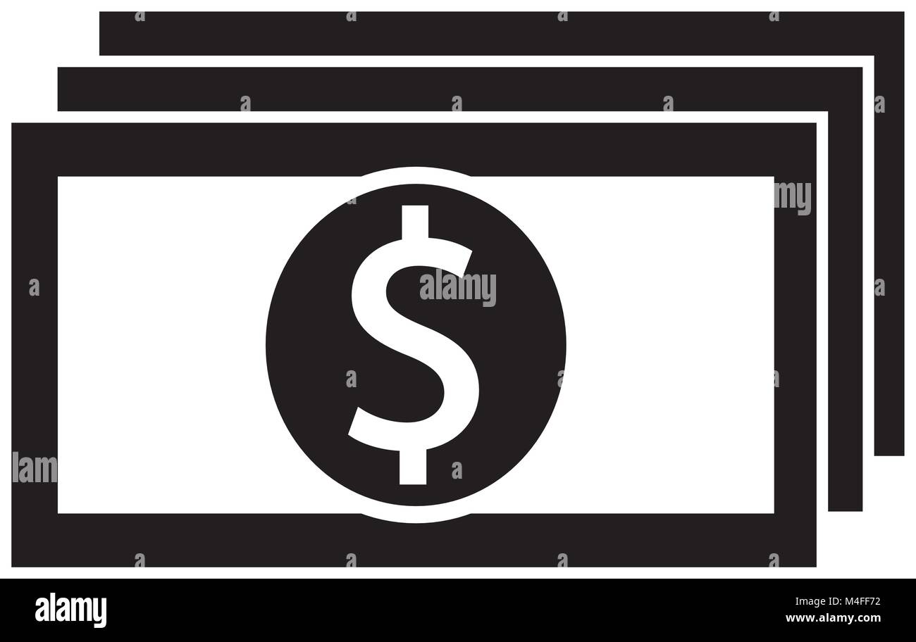 Dollar icona valuta o vettore logo su una banca nota o fattura. Simbolo per gli Stati Uniti d'America banking o delle finanze americano. Illustrazione Vettoriale