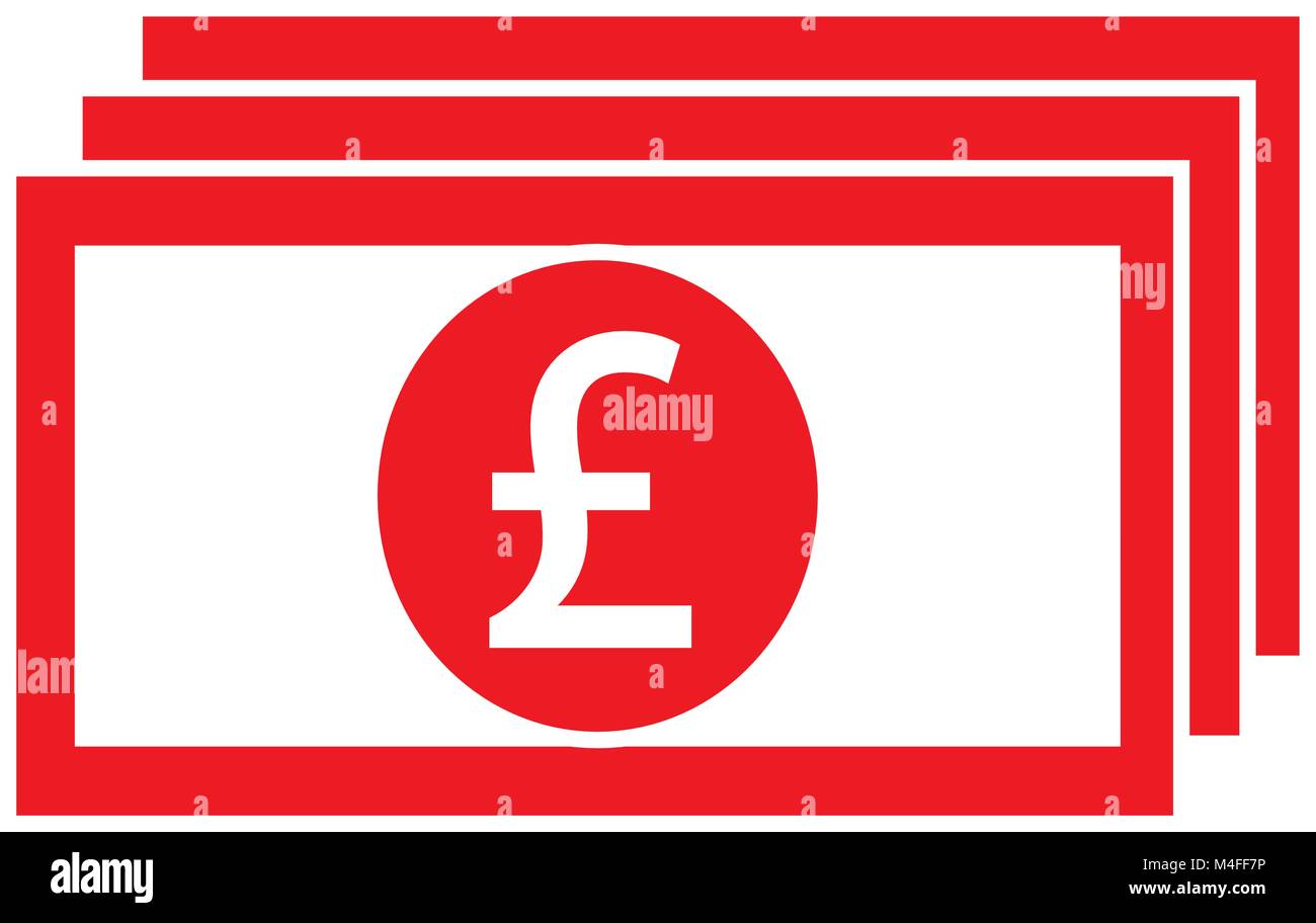 Libbra o lira sterlina icona valuta o vettore logo su una banca nota o fattura. Simbolo per il Regno Unito o Gran Bretagna e Inghilterra bancarie o British Illustrazione Vettoriale