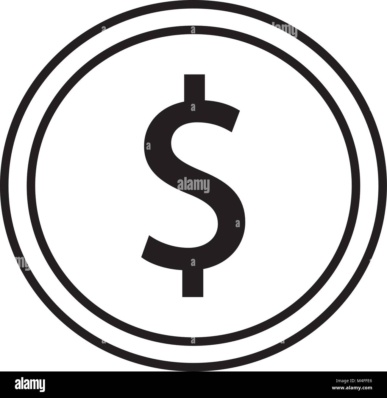 Dollar icona valuta o vettore logo su una moneta. Simbolo per gli Stati Uniti d'America bank, bancario o delle finanze americano. Illustrazione Vettoriale