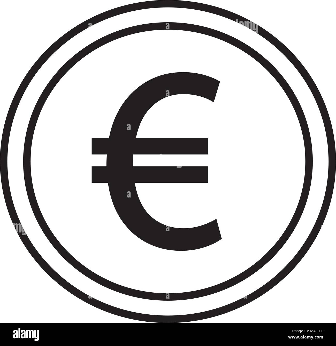 Valuta Euro icona o vettore logo su una moneta. Simbolo di Unione europea banca, bancario o in Europa Eurozona finanze. Illustrazione Vettoriale